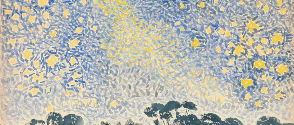 Henri-Edmond Cross, "Landscape with Stars," watercolor on white wove paper, ca. 1905-1908, Robert Lehman Collection, 1975, The Metropolitan Museum of Art.