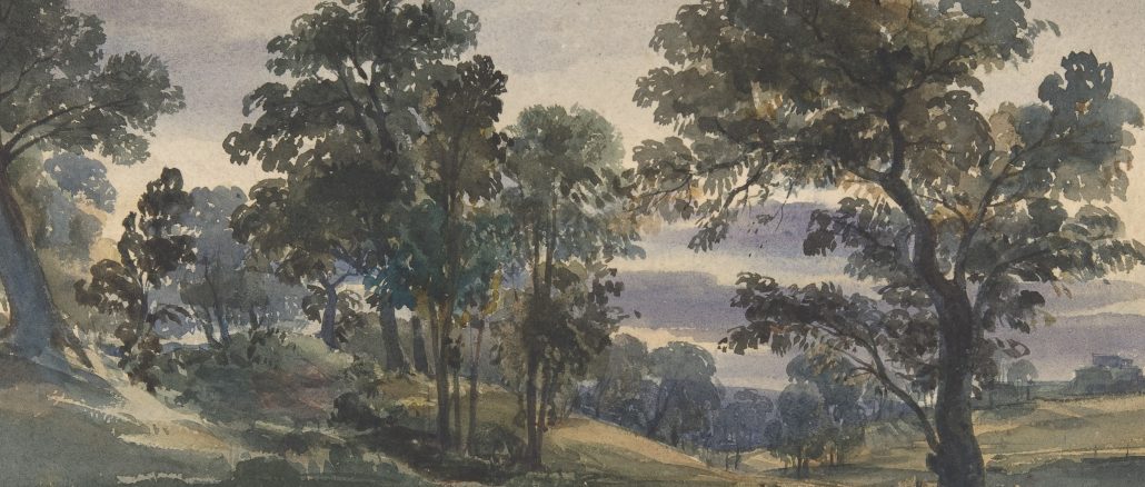 William Leighton Leitch, "A Parkland View at Dusk," watercolor and graphite, ca. 1879, purchase, Didier Aaron Inc. Gift, 2003, The Metropolitan Museum of Art.