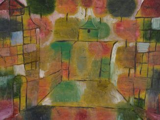 Paul Klee, "Baum und Architektur—Rhythmen (Tree and Architecture—Rhythms)," oil on paper, 1920, Gift of Benjamin and Lillian Hertzberg, National Gallery of Art.