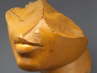 Egypt, "Fragment of a Queen's Face," yellow jasper, Dynasty 18, New Kingdom, Amarna Period, reign of Akhenaten, ca. 1353-1336 B.C., The Metropolitan Museum of Art.