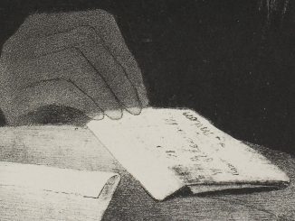Odilon Redon, "It Was a Hand, Seemingly as Much of Flesh and Blood as My Own, plate 4 of 6," lithograph in black on ivory China paper laid down on white wove paper, 1896, The Stickney Collection, The Art Institute of Chicago.