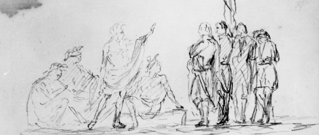 John Quincy Adams Ward, "Study for Treaty with Native Americans (from Sketchbook)," graphite on paper, ca. 1860, Gift of Edward R. Groves, 1985, The Metropolitan Museum of Art.