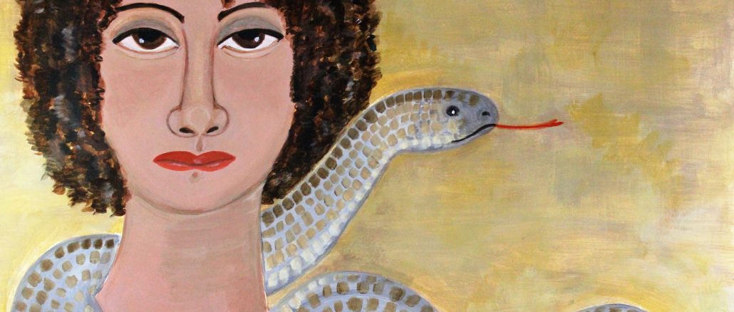 Mireya S. Vela, "With Snake."