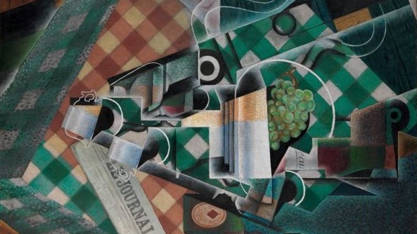 Juan Gris, "Still Life with Checked Tablecloth," oil and graphite on canvas, 1915, Leonard A. Lauder Cubist Collection, The Metropolitan Museum of Art.