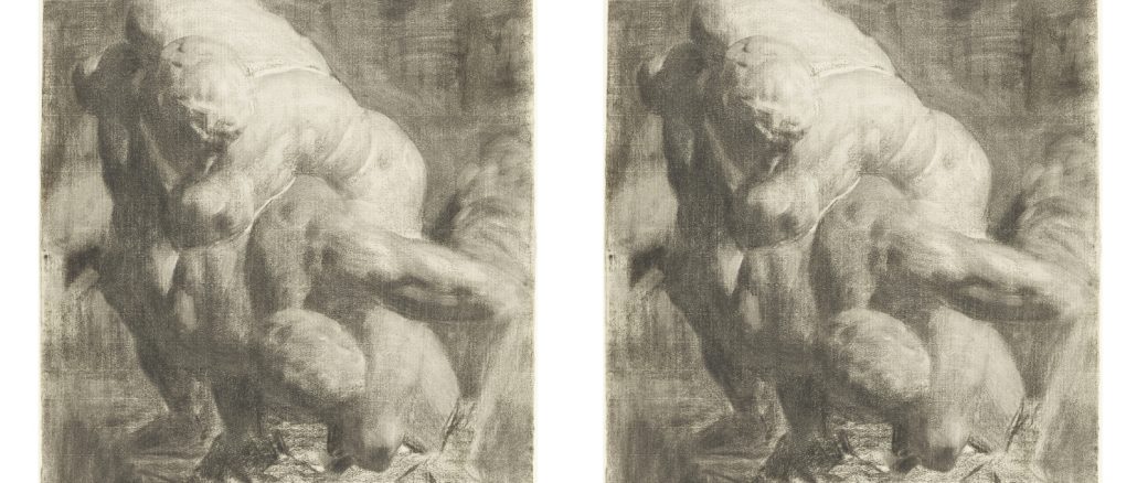 Thomas Anshutz, "Two Male Figures Wrestling," charcoal on off-white laid paper, Morris K. Jesup Fund, 1980, The Metropolitan Museum of Art.